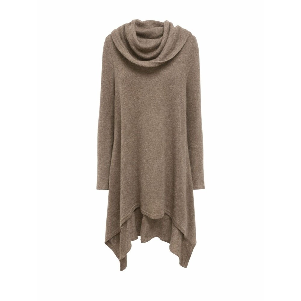 Altar'd State Taupe Cowl Neck Tunic Sweater Asymmetrical Hem Size Small